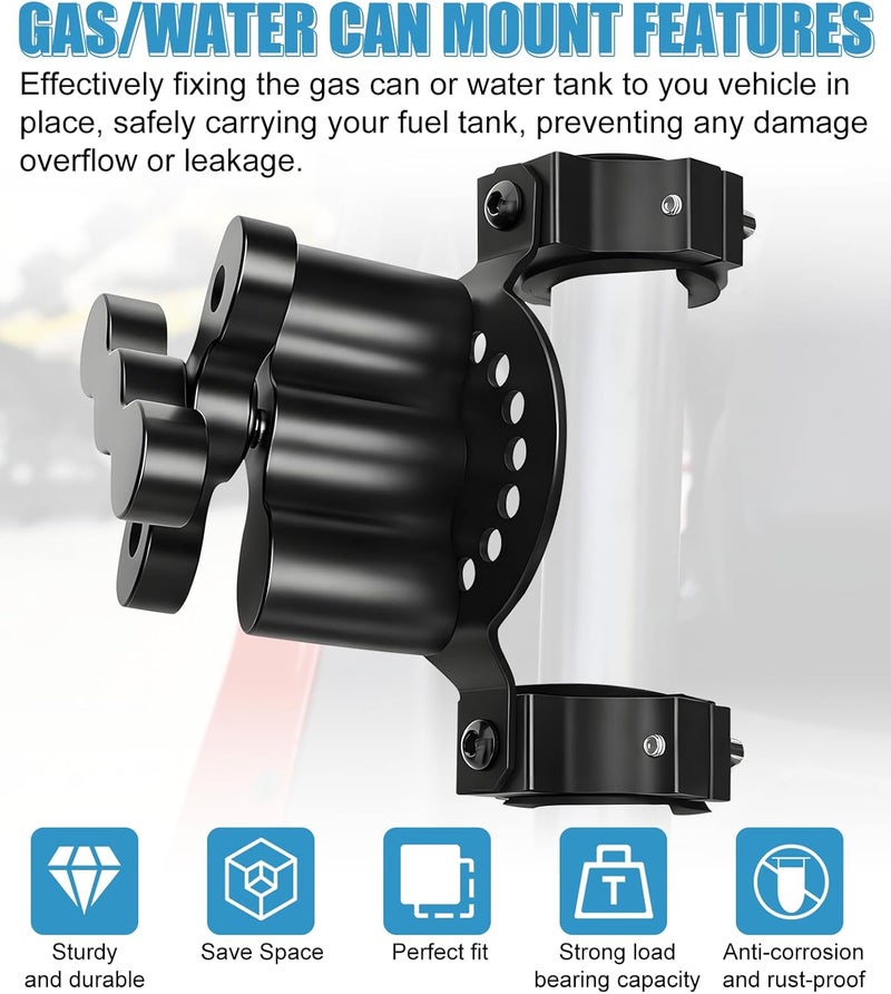 Drieaco Upgrade RX-DLX-PM Gas Can Pack Mount, Fuel Water Tank Mount Oil Can Holder Gasoline Pack Fuel Container Mounting Bracket Kit for UTV SXS ATV Golf Cart Jeep Motorcycle Truck Snowbike Snowmobile - Image 2